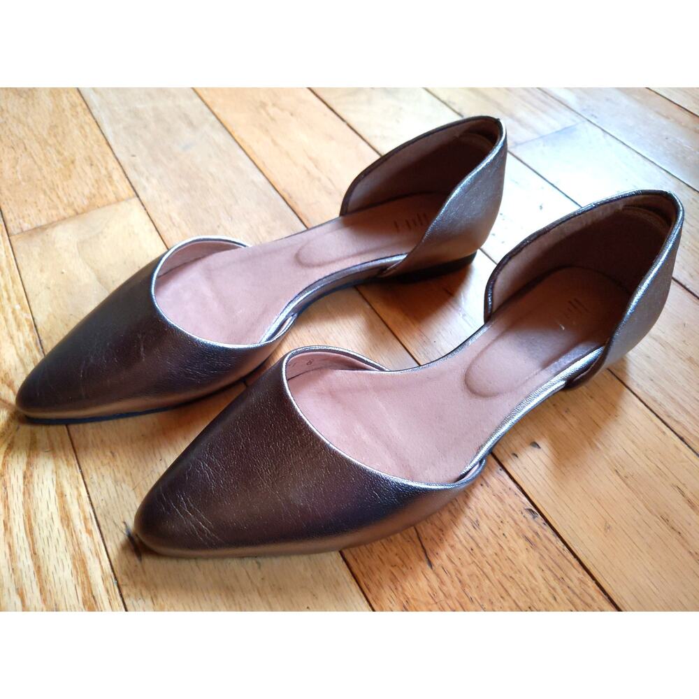 J.JILL Metallic Gold D'Orsay Pointed Flats Career Capsule Minimalist Size 8